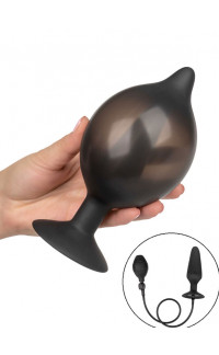 Yoxo Sexy Shop - Cuneo anale gonfiabile in silicone nero con pompa removibile 13,2 x 3,75 cm.