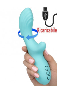 Yoxo Sexy Shop - Vibratore rabbit rotante Catalina in silicone azzurro ricaricabile USB 20,2 x 3,75 cm.