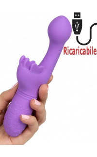Yoxo Sexy Shop - Vibratore rabbit Butterfly Kiss in silicone lilla ricaricabile USB 19 x 3,25 cm.