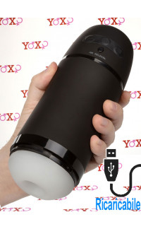 Yoxo Sexy Shop - Pulsar Stroker - Masturbatore Vibrante con Effetto Risucchio Ricaricabile USB Nero