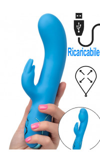 Yoxo Sexy Shop - Vibratore Rabbit Gonfiabile in Silicone 21 x 4,5 cm. Azzurro Ricaricabile con USB