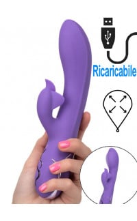 Yoxo Sexy Shop - Vibratore Rabbit Gonfiabile in Silicone 21 x 3,8 cm. Viola Ricaricabile con USB