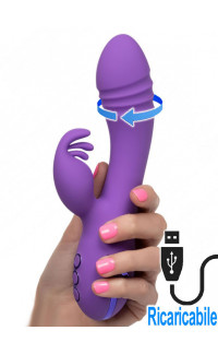 Yoxo Sexy Shop - West Coast Wave Rider - Vibratore Rabbit Rotante in Silicone 18,5 x 3,5 cm. Ricaricabile con USB Viola