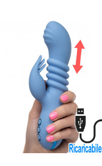 Yoxo Sexy Shop - Santa Cruz Coaster - Vibratore Rabbit con Spinta in Silicone 18 x 4,5 cm. Ricaricabile con USB Azzurro