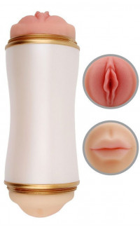 Yoxo Sexy Shop - Sexual Stroker - Masturbatore Doppio a Forma di Vagina e di Bocca in Morbido T-Skin Color Carne