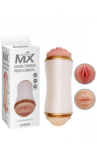 Yoxo Sexy Shop - Sexual Stroker - Masturbatore Doppio a Forma di Vagina e di Bocca in Morbido T-Skin Color Carne