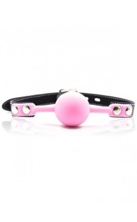 Yoxo Sexy Shop - Gag Ball Rosa con Cintura in Ecopelle e Borchie Chiudibile con Lucchetto