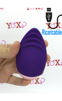 Yoxo Sexy Shop - Conchiglia stimola clitoride in silicone viola ricaricabile USB 10,3 x 5,6 cm.