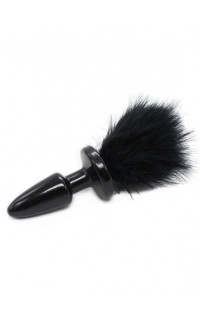 Yoxo Sexy Shop - Cuneo Anale in Silicone con Coda da Coniglio Nero 6,5 x 3,5 cm.