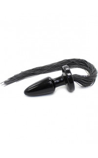 Yoxo Sexy Shop - Cuneo Anale con Coda-Frustino Nero 7 x 3,5 cm.