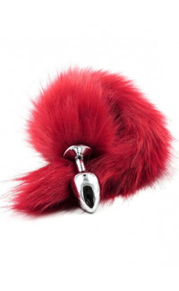 Yoxo Sexy Shop - Omaggio cuneo anale in acciaio inossidabile con coda da volpe rosso 4 x 2,5 cm.
