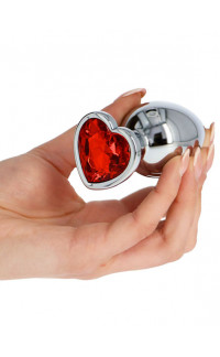 Yoxo Sexy Shop - Cuneo Anale in Metallo con Gemma Rossa a Forma di Cuore 8 x 4,4 cm