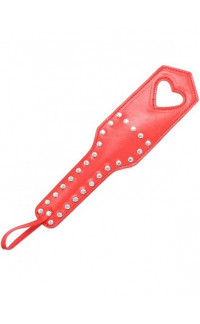 Yoxo Sexy Shop - Sculacciatore in Ecopelle Rosso con Borchie e marchio a forma di Cuore