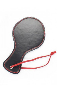 Yoxo Sexy Shop - Sculacciatore in Ecopelle Nero a Forma di Racchetta con Cuciture Rosse