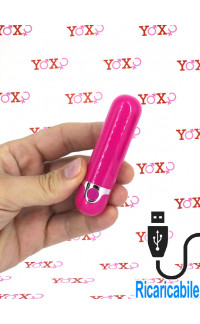 Yoxo Sexy Shop - Mini Vibratore Bullet Rosa Ricaricabile con USB 8,7 x 2,2 cm.