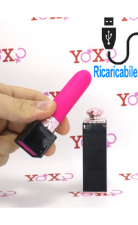 Yoxo Sexy Shop - Mini Vibratore Bullet a Forma di Rossetto Ricaricabile con USB 10 x 3 cm.