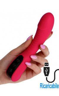 Yoxo Sexy Shop - Vibratore in Puro Silicone Rosso Ricaricabile  USB 18 x 4 cm.