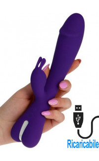 Yoxo Sexy Shop - Vibratore Rabbit in Puro Silicone Viola Ricaricabile  USB 22,5 x 4 cm.