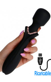 Yoxo Sexy Shop - Vibratore Tipo Massaggiatore Ricaricabile in Silicone Nero 22,5 x 4,5 cm.