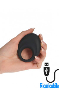 Yoxo Sexy Shop - Anello Fallico Vibrante in Puro Silicone Nero Ricaricabile USB
