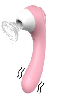 Yoxo Sexy Shop - Succhia Clitoride con Impugnatura Vibrante in Puro Silicone Rosa 18,4 x 3,7 cm.