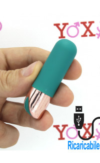 Yoxo Sexy Shop - Bullet impermeabile stimola clitoride in silicone turchese ricaricabile con USB 6,5 x 1,9 cm.