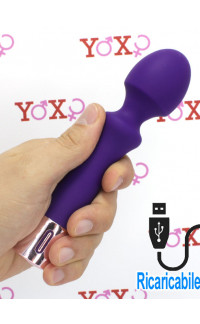 Yoxo Sexy Shop - Massaggiatore vibratore in silicone viola ricaricabile USB 16,7 x 3,9 cm.