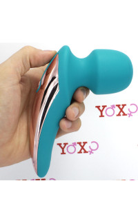 Yoxo Sexy Shop - Massaggiatore impermeabile in silicone turchese ricaricabile USB 15,2 x 4,9 cm.