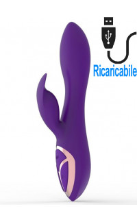 Yoxo Sexy Shop - Vibratore rabbit impermeabile in silicone viola orchidea 20,2 x 4 cm.