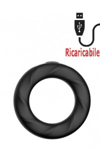 Yoxo Sexy Shop - Anello rigido Rev Cockring vibrante in silicone nero ricaricabile USB 4,8 cm.