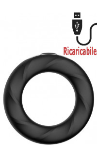 Yoxo Sexy Shop - Anello rigido Rev Cockring vibrante in silicone nero ricaricabile USB 5,2 cm.