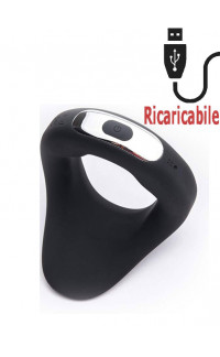 Yoxo Sexy Shop - Anello rigido Apex vibrante in silicone nero ricaricabile USB 4,8 cm.