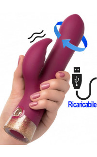 Yoxo Sexy Shop - Vibratore rabbit Affair rotante in silicone rosa scuro ricaricabile USB 21,5 x 3,75 cm.