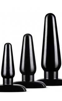 Yoxo Sexy Shop - Kit di 3 cunei anali neri 10,1 x 3,2 cm, 12,1 x 3,8 cm e 16,5 x 4,4 cm.
