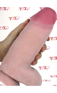 Yoxo Sexy Shop - Fallo realistico gigante Dual Density color carne con ventosa 23 x 7,6 cm.