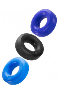 Yoxo Sexy Shop - C-Ring 3-Pack - Set di 3 Anelli Fallici in Plus Silicone 5 cm. Blu Azzurro Nero