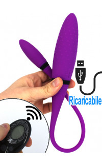 Yoxo Sexy Shop - Doppio Ovulo Vibrante in Silicone con Telecomandato Wireless Ricaricabile USB 53 x 2,4 cm. Viola
