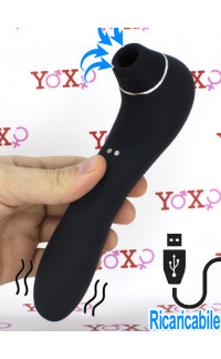 Yoxo Sexy Shop - Succhia clitoride e vibratore in silicone nero Midnight Quiver ricaricabile USB
