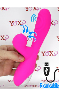 Yoxo Sexy Shop - Vibratore Rabbit in Silicone con Risucchio e Pulsazione Ricaricabile USB 21 x 4,1 cm. Rosa