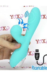 Yoxo Sexy Shop - Vibratore Rabbit in Silicone con Risucchio e Pulsazione Ricaricabile USB 21 x 4,1 cm. Azzurro Acqua