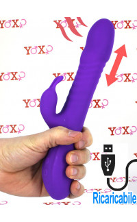 Yoxo Sexy Shop - ROMAX - Vibratore Rabbit Riscaldante con Spinta in Silicone 24,45 x 4 cm. Ricaricabile USB Viola