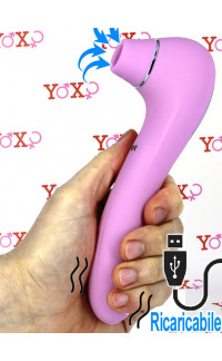 Yoxo Sexy Shop - MIDNIGHT QUIVER - Succhia Clitoride e Vibratore in Silicone Rosa Ricaricabile USB