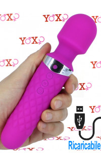 Yoxo Sexy Shop - BE WANDED - Massaggiatore in Silicone 20 x 4,1 cm. Ricaricabile USB Fucsia