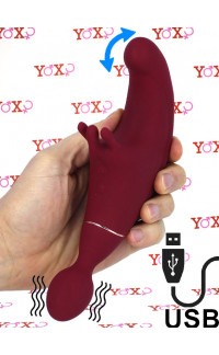 Yoxo Sexy Shop - Adrienl Lastic FUSION - Massaggiatore e Vibratore Rabbit 2 in 1 in Silicone 19,9 x 3,5 cm. Ricaricabile USB