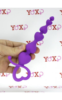 Yoxo Sexy Shop - Catena Anale in Silicone da 6 Bulbi a Forma di Cuore 18 x 3,1 cm. Fucsia