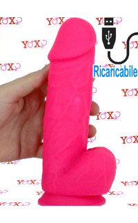 Yoxo Sexy Shop - Vibratore Ultra Realistico Dual Density 20 x 5 cm. Ricaricabile USB Rosa Fluo