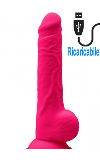 Yoxo Sexy Shop - Vibratore Ultra Realistico in SIlicone Dual Density Ricaricabile USB 20 x 4,2 cm. Rosa Fluo