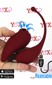 Yoxo Sexy Shop - Adrien Lastic INSPIRATION - Succhia Clitoride e Ovulo Vibrante in Silicone Comandato da APP 18 x 3,7 cm.