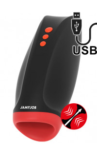 Yoxo Sexy Shop - JamyJob - Masturbatore Maschile Vibrante con Risucchio e Compressione in Silicone Ricaricabile USB