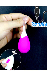 Yoxo Sexy Shop - Ovetto Vibrante Telecomandato Wireless in Silicone 6,5 x 3,5 cm. Fucsia Ricaricabile con USB